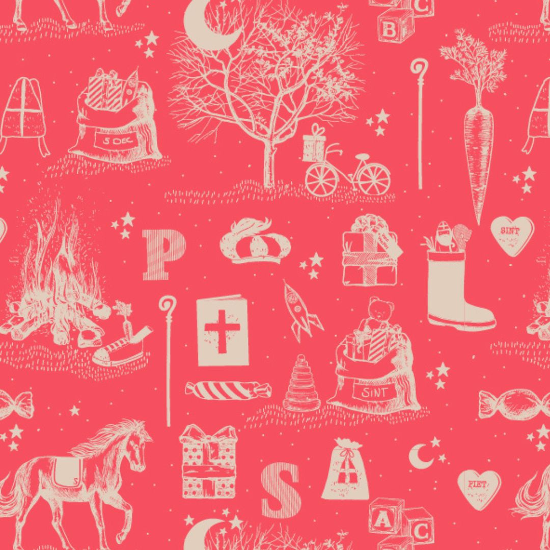 house of products inpakpapier sinterklaas vintage red - 3 m   | P34.114.070 | 3