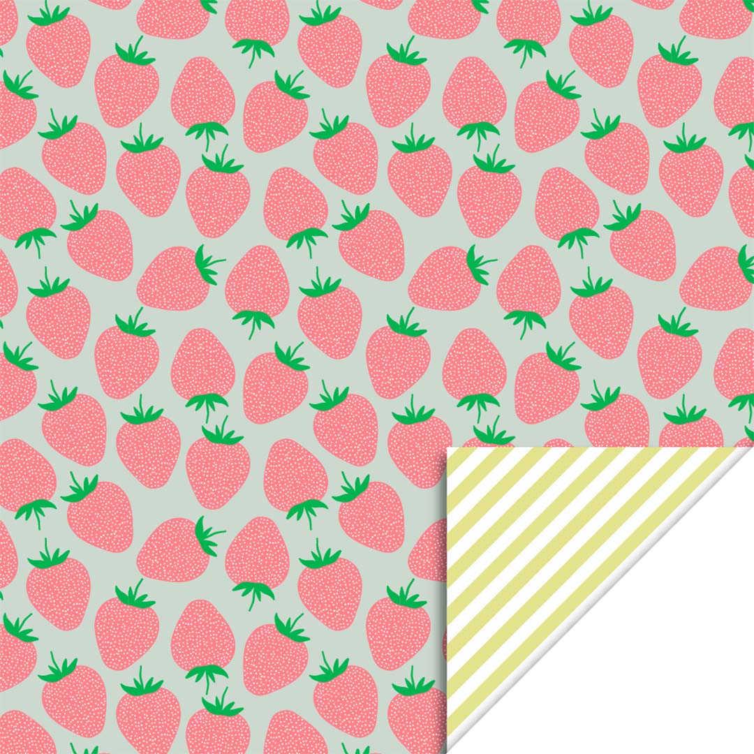 house of products inpakpapier strawberry salmon - stripe yellow - 3 m | P51.257.070 | 0