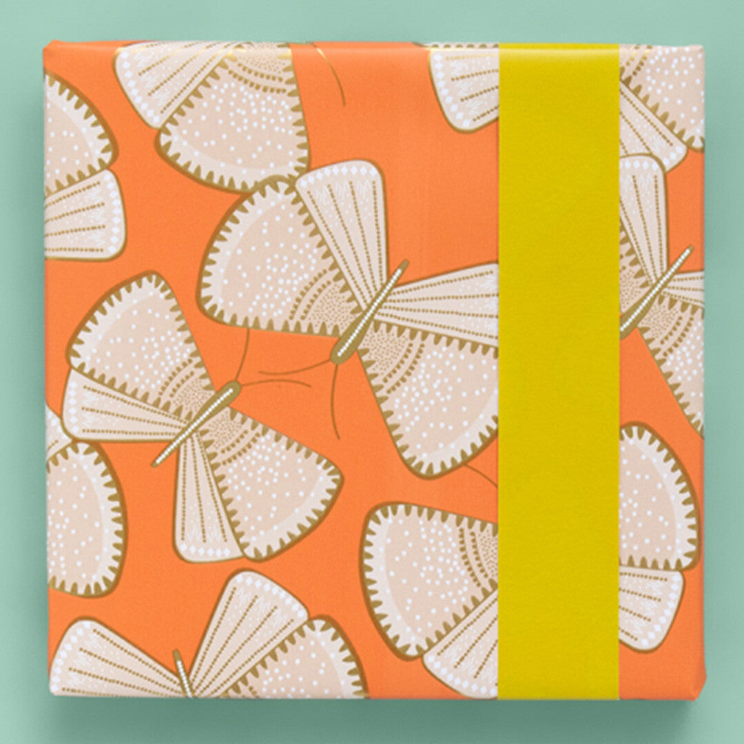 house of products inpakpapier vlinders - geel - 3 m  | P51.049.070 | 1