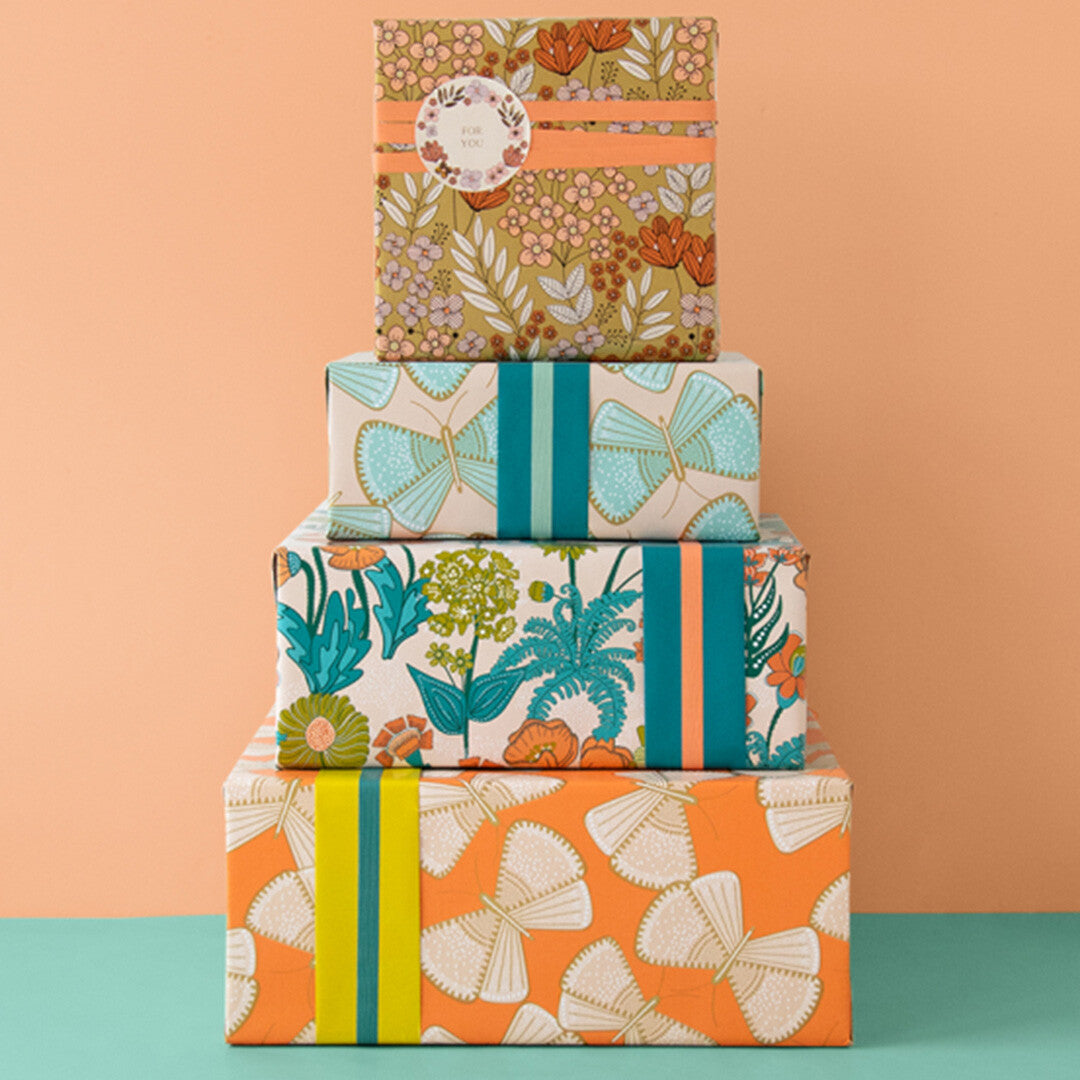 house of products inpakpapier vlinders - geel - 3 m  | P51.049.070 | 2