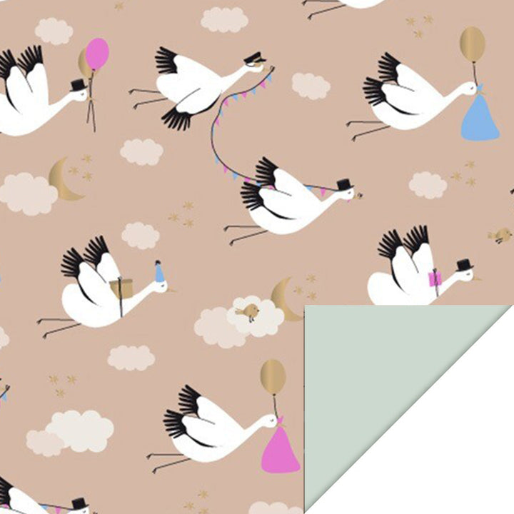 house of products inpakpapier baby bird beige - pistache - 3 m | P51.248.070 | 1