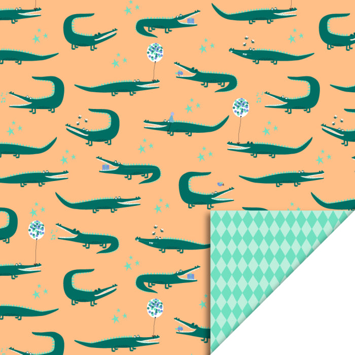 house of products inpakpapier crocodile peach - harlequin mint | P51.338.070 | 