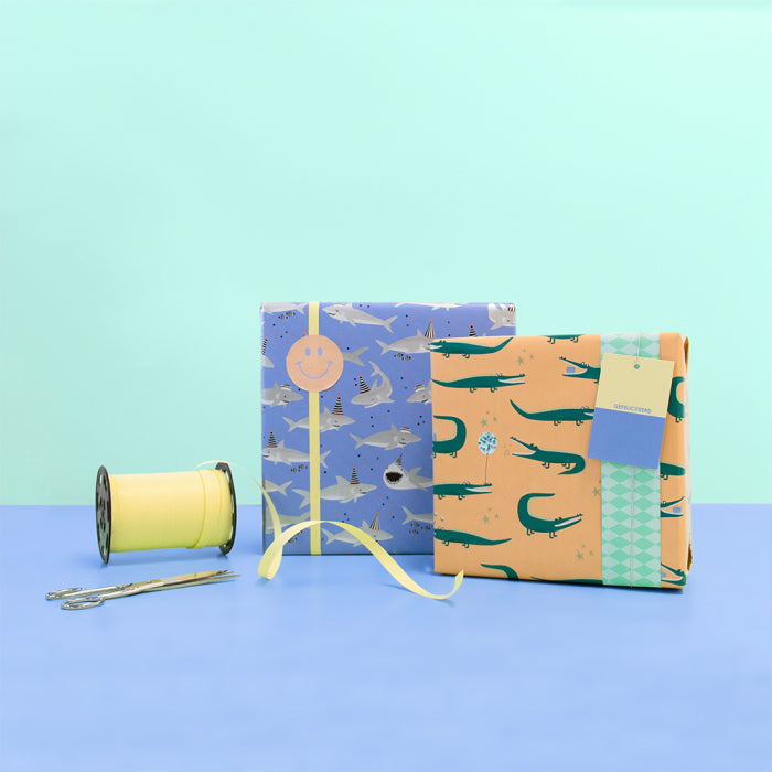 house of products inpakpapier crocodile peach - harlequin mint | P51.338.070 | 2