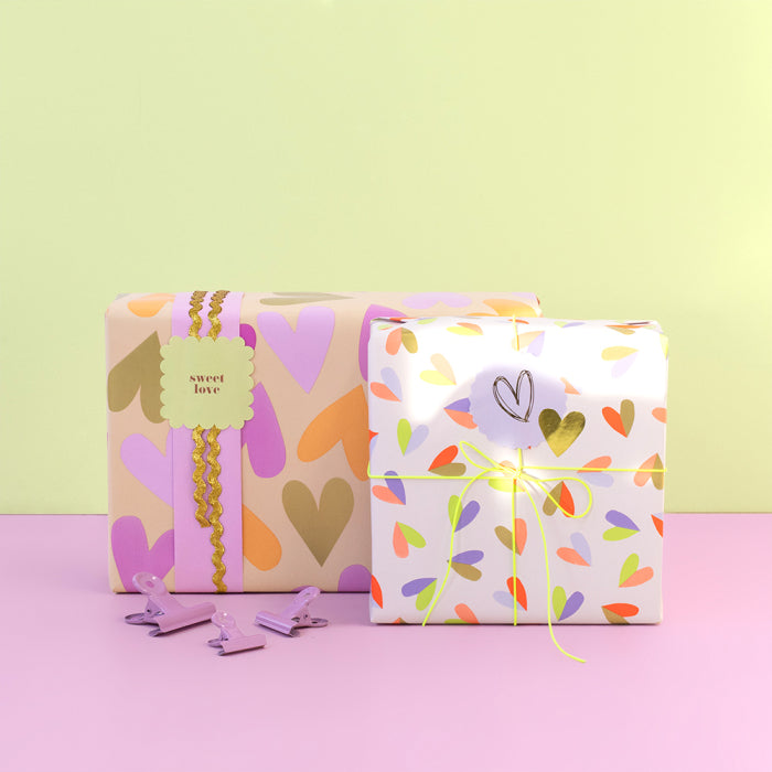 house of products inpakpapier hearts duo pink - lilac | P51.332.070 | LS