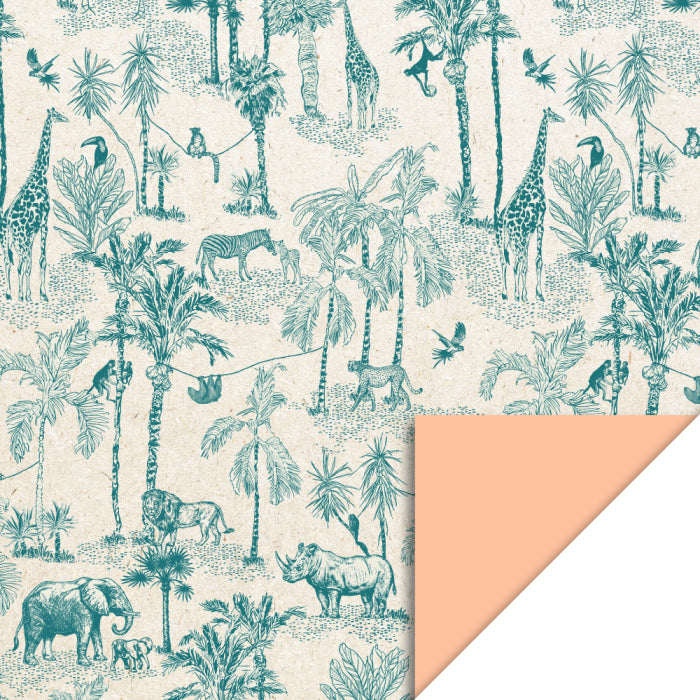 house of products inpakpapier vintage jungle green - peach | P51.350.070 | 