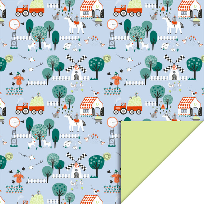 house of products inpakpapier farm blue - lime - 3 m