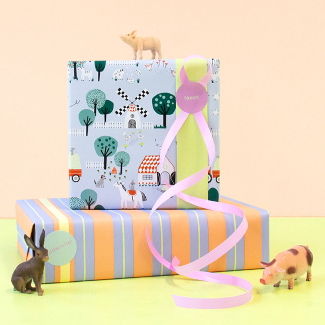 house of products inpakpapier farm blue - lime - 3 m