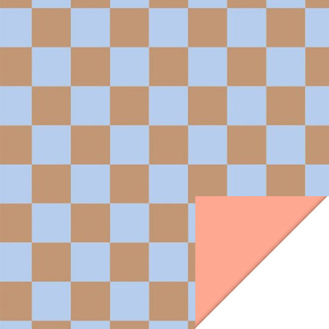 house of products inpakpapier big check taupe blue - salmon - 3 m | P51.262.070 | 2