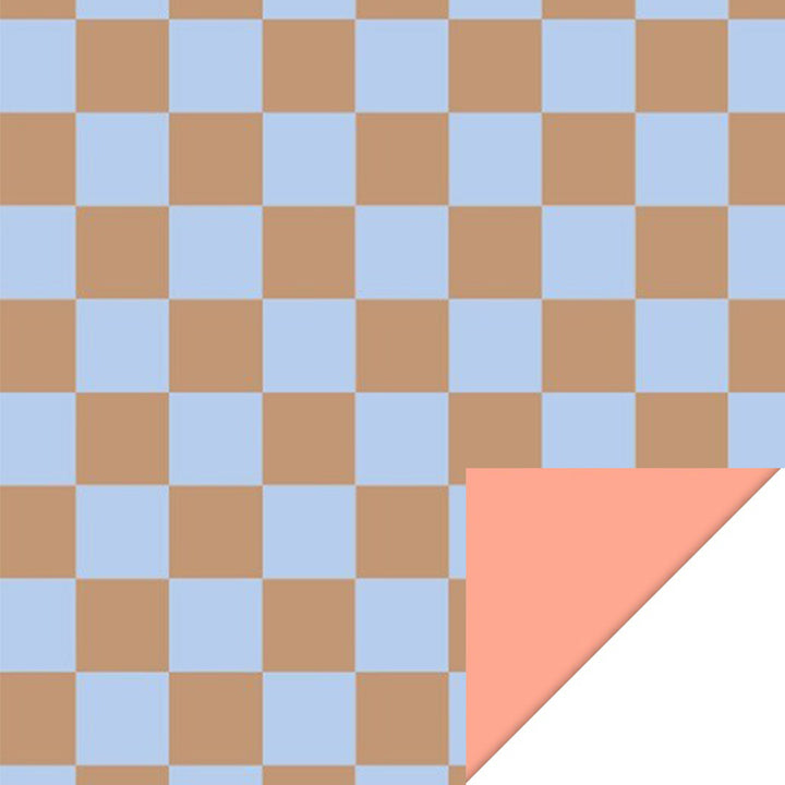 house of products inpakpapier big check taupe blue - salmon - 3 m | P51.262.070 | 2