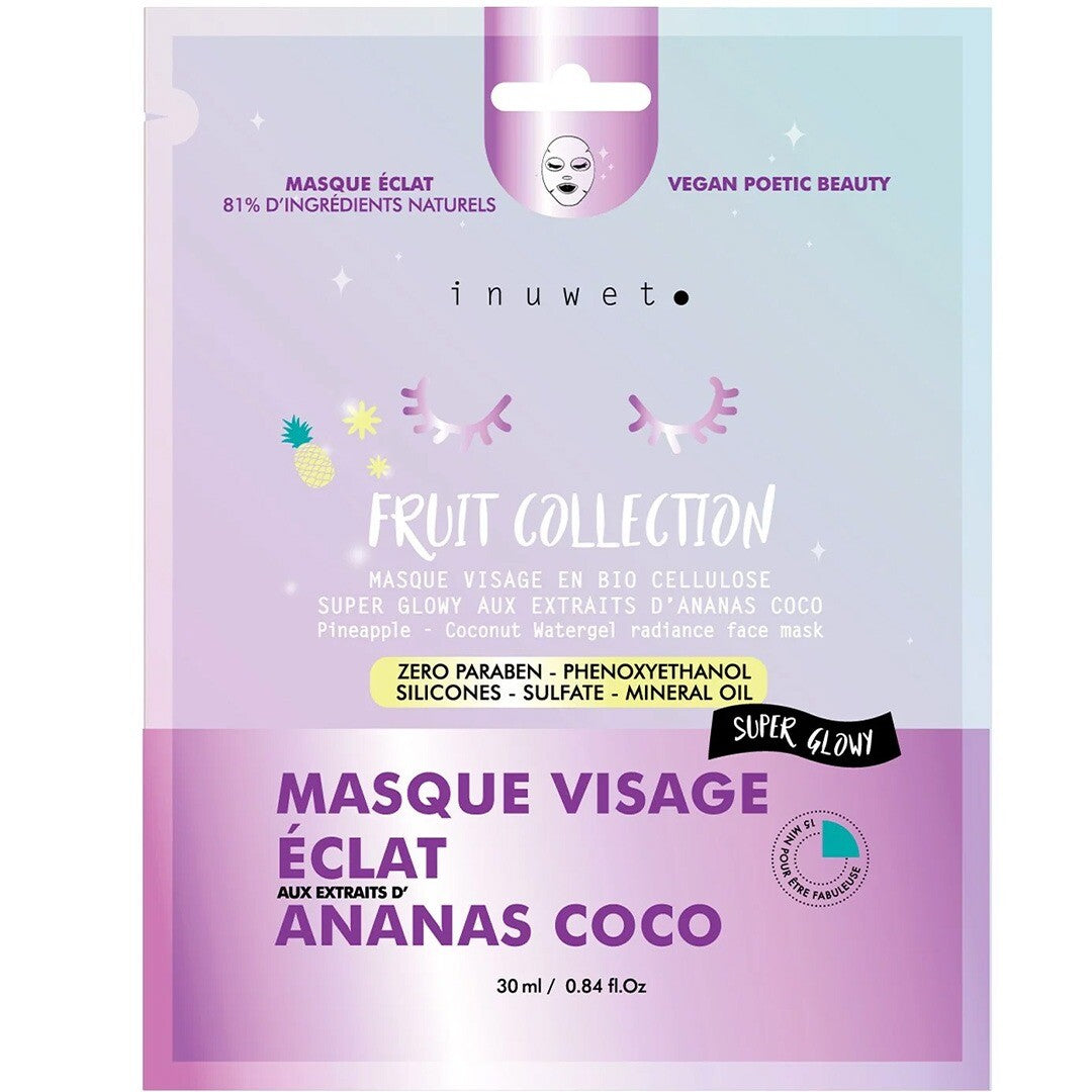 inuwet gezichtsmasker radiance fruit collection - pineapple coconut | VINMA31 | 0