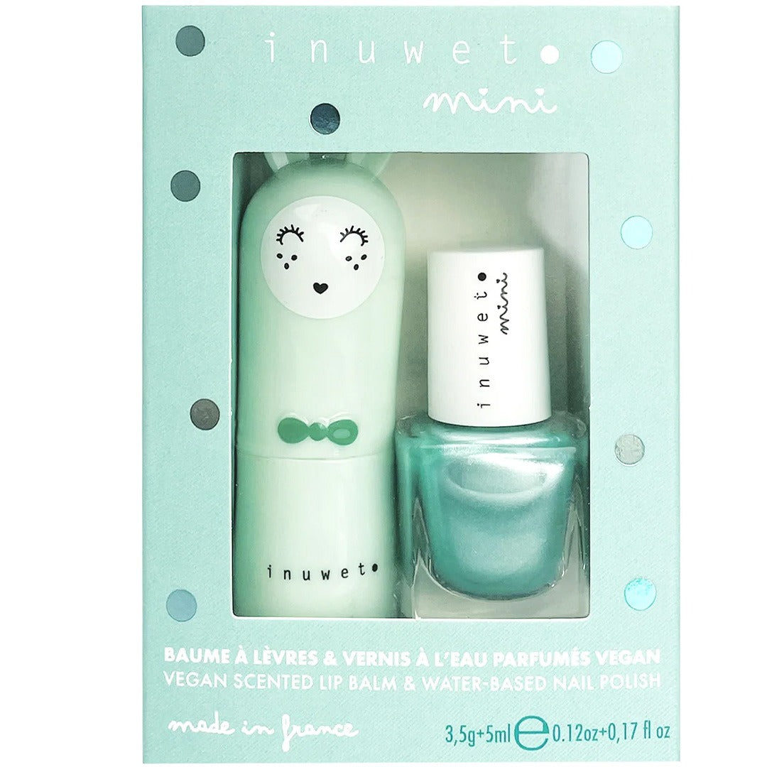 inuwet giftset nagellak en lippenbalsem duo aqua | VINDV01 | 0