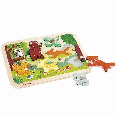 janod houten chunky puzzel bosdieren (7st)  | 11.7023 | 2