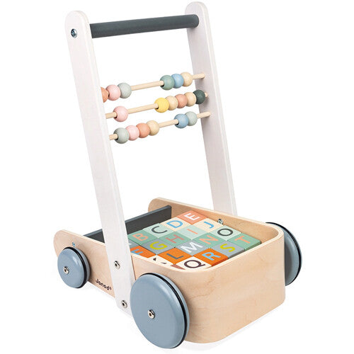 janod loopwagen met blokken - sweet cocoon - 20st | 11.4408 | 0