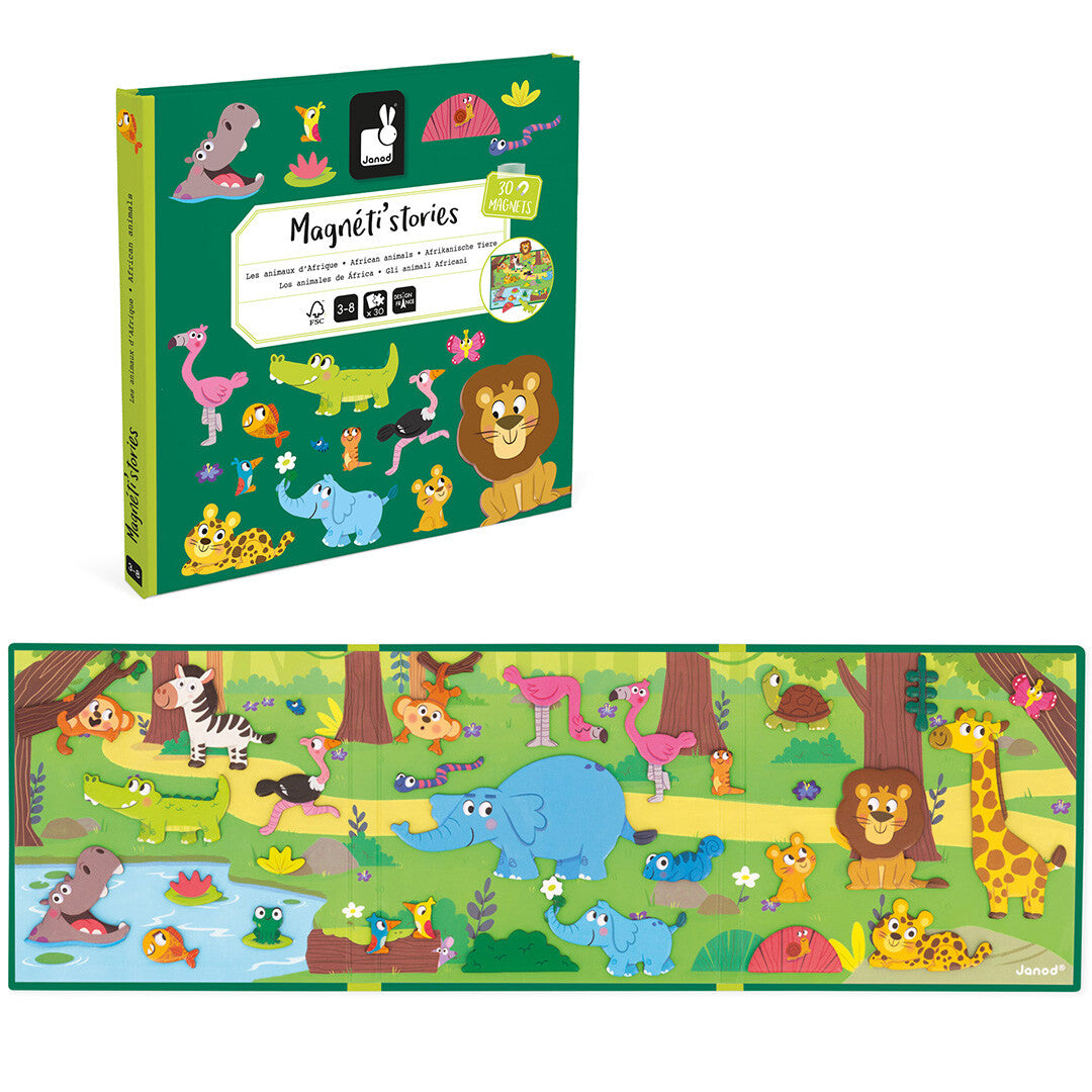 janod magneetboek magnéti'stories - afrikaanse dieren - 30st | 11.5456 | 0