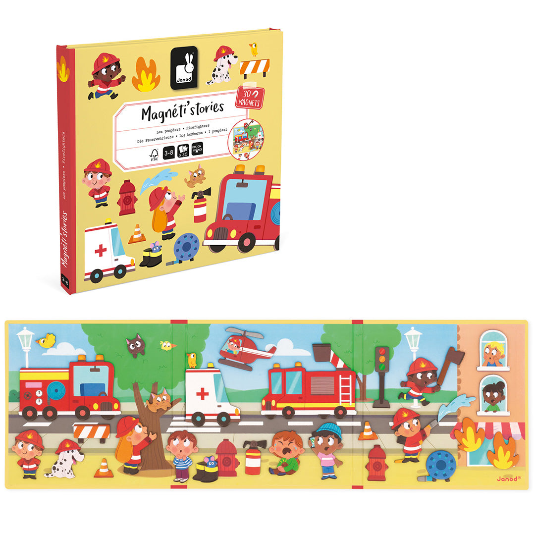 janod magneetboek magnéti'stories - brandweer - 30st | 115453 PR  | 0