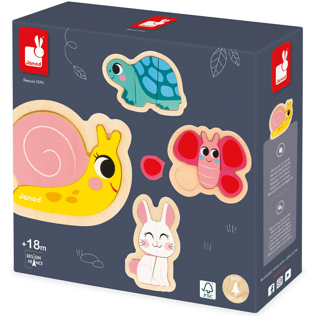 janod puzzel dieren in de tuin - 2, 3, 4, 5st | 11.7116 | 5
