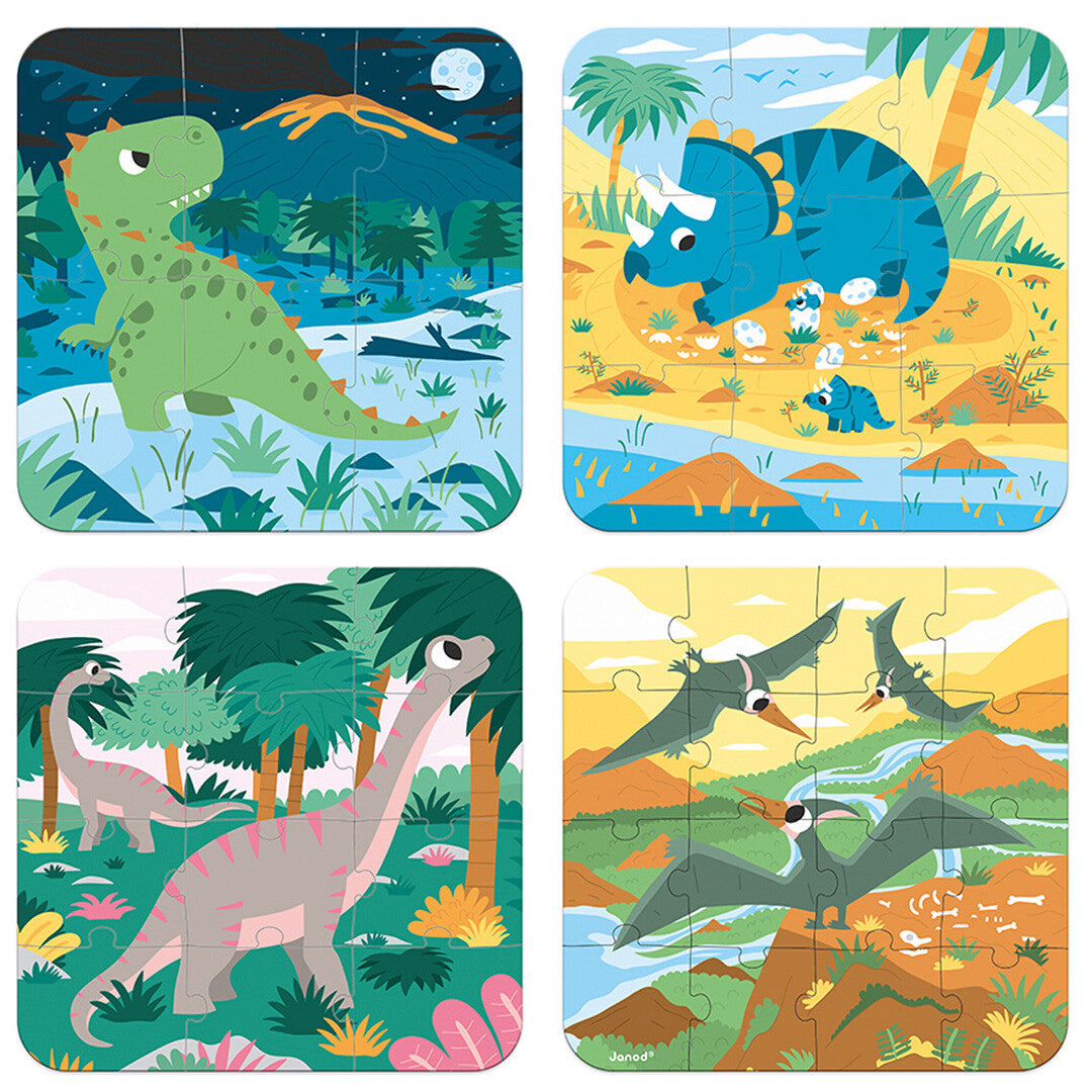 Janod puzzel dinosaurussen - 6-9-12-16st | ilovespeelgoed