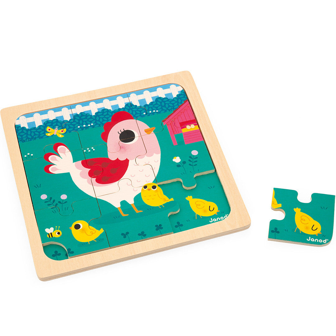 janod puzzel kip, kat en konijn - 3x9st | 11.7113 | 3