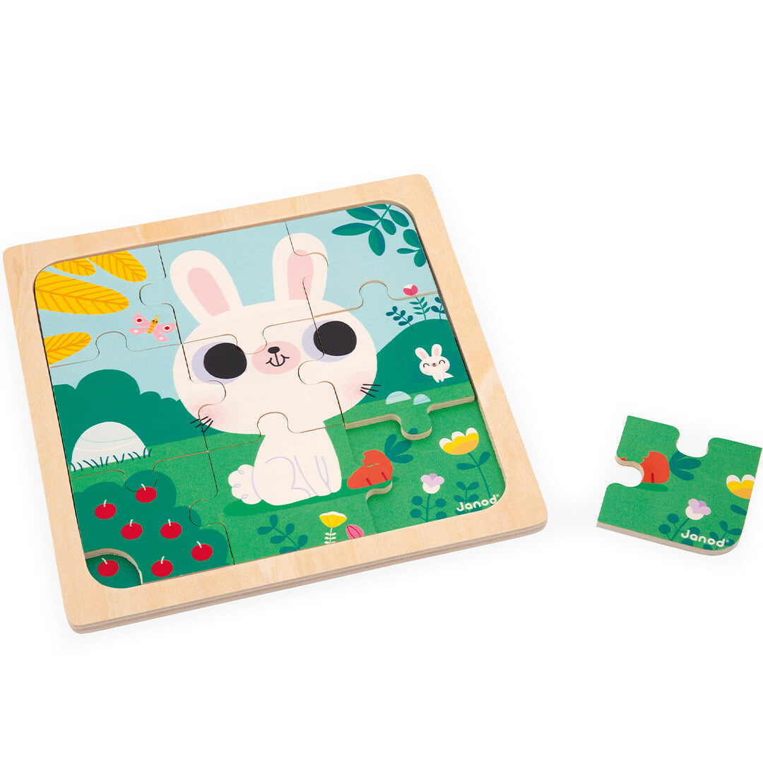 janod puzzel kip, kat en konijn - 3x9st | 11.7113 | 4