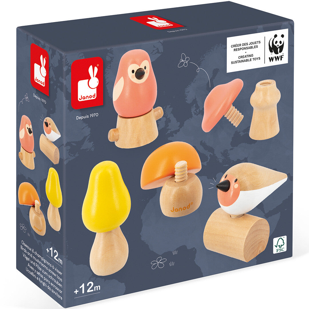 janod wwf ik leer schroeven - vogels en paddenstoelen | 11.8643 | 0