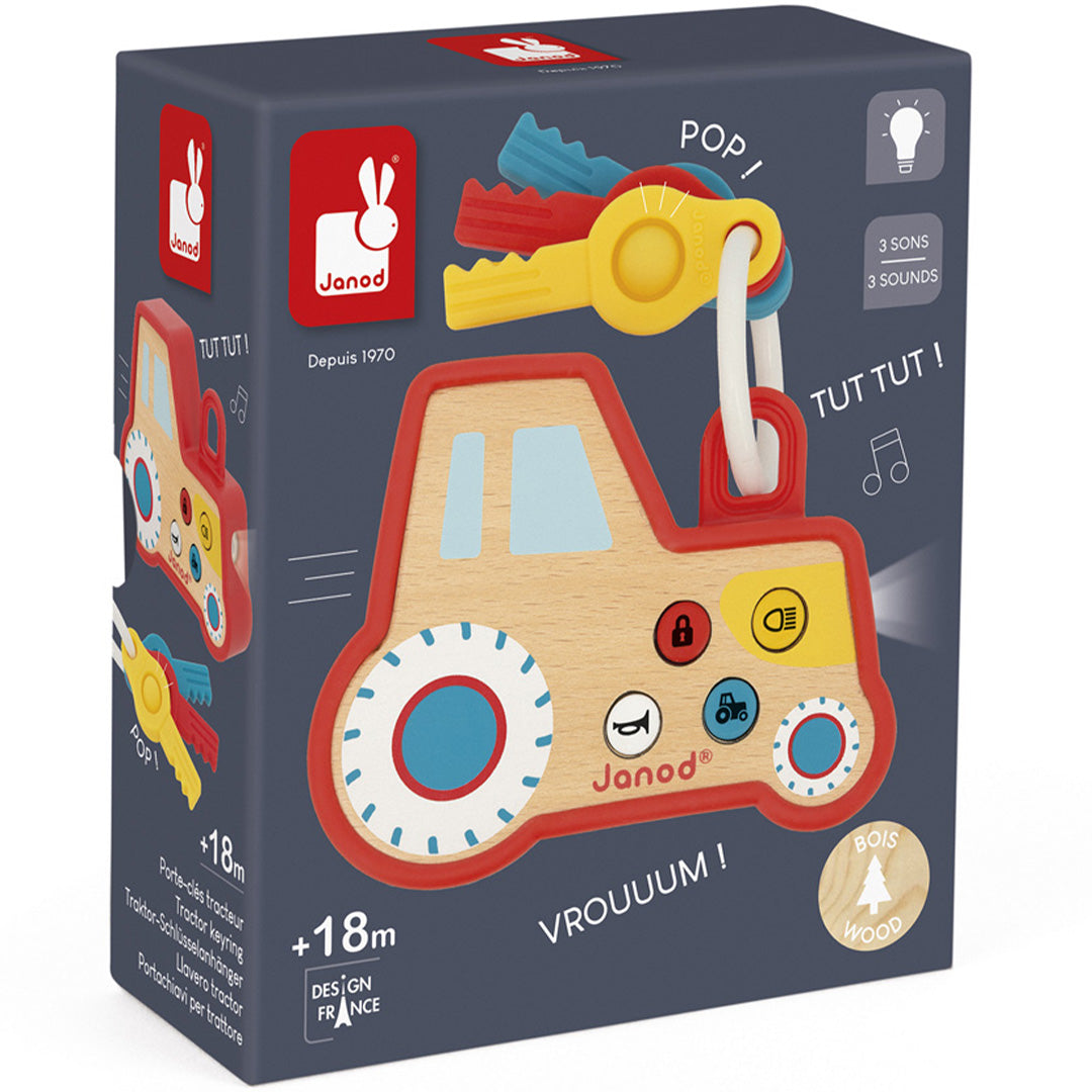 janod activiteitenspeeltje sleutelhanger met geluid en licht tractor | JANO3331 | 2