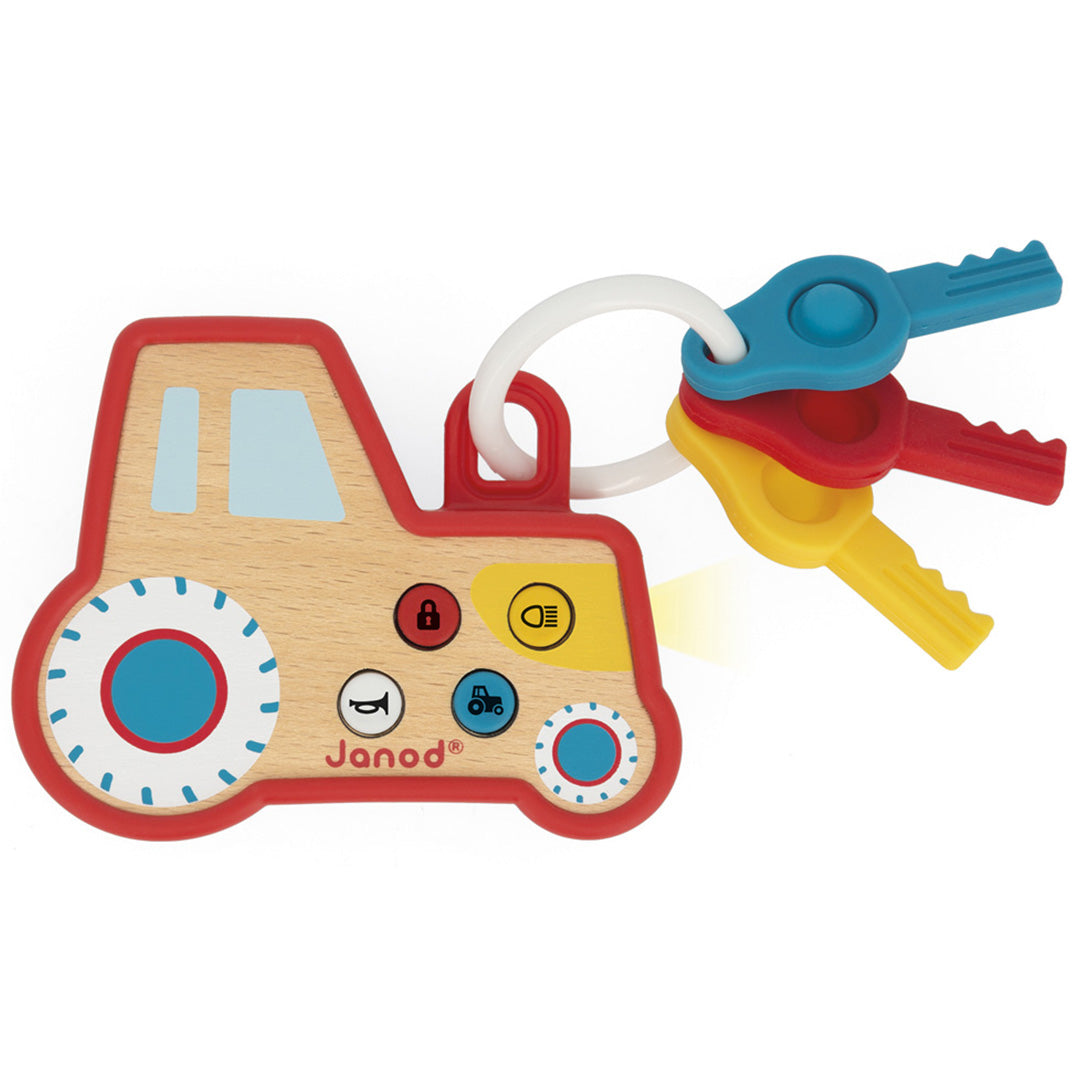 janod activiteitenspeeltje sleutelhanger met geluid en licht tractor | JANO3331 | 