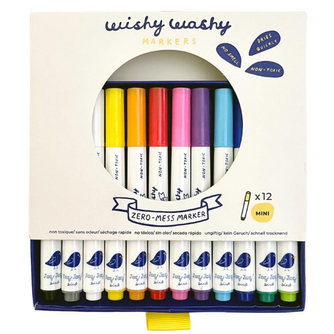 jaq jaq bird uitwisbare mini viltstiften wishy washy - 12st  | 2688053 | 0