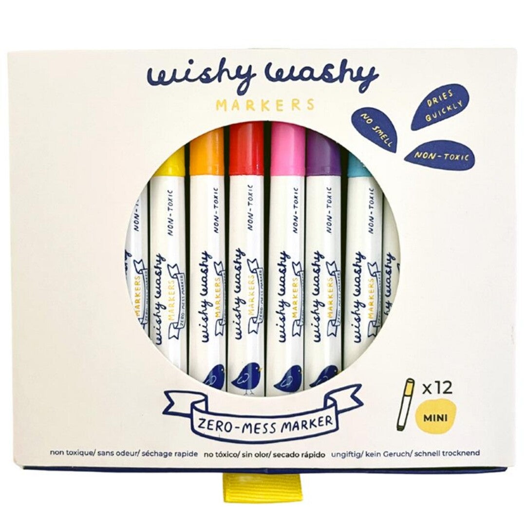 jaq jaq bird uitwisbare mini viltstiften wishy washy - 12st  | 2688053 | 1