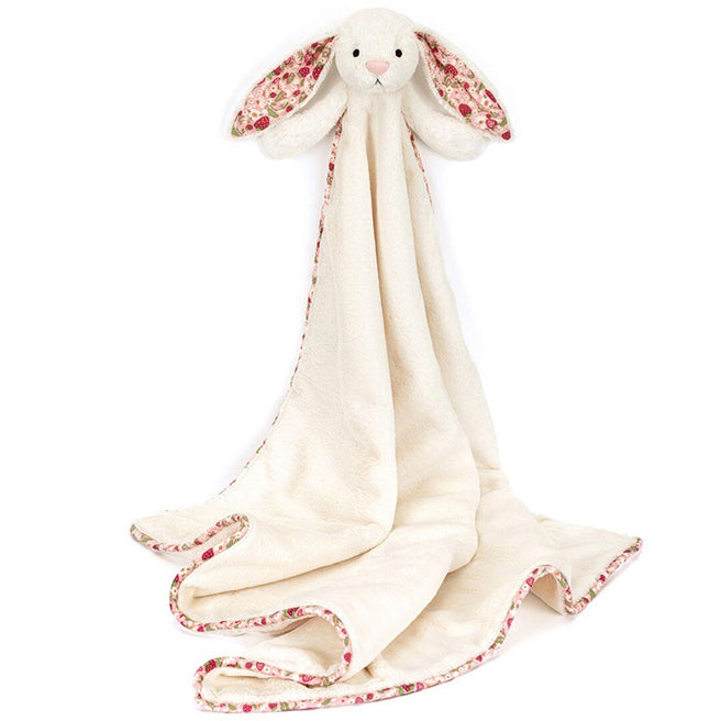 jellycat knuffeldekentje blossom cream konijn - berry - 70 cm | BLNK2MS | 0