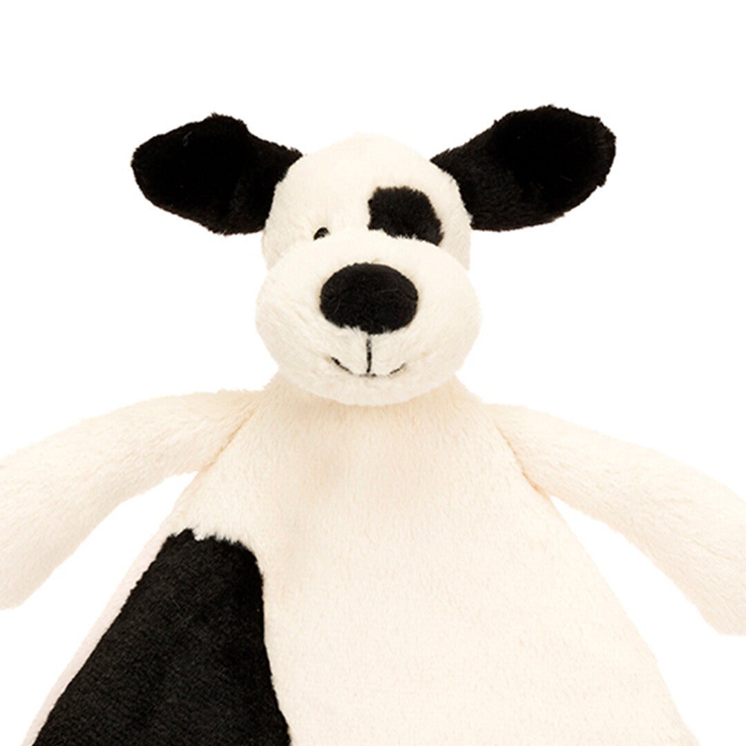 jellycat knuffeldoek bashful black and cream puppy - 27 cm  | CMF4BCP | 2