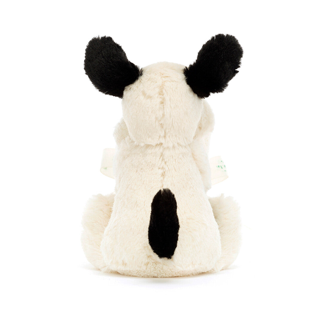 jellycat knuffeldoek bashful black and cream puppy - 34 cm  | STH4BCP | 2