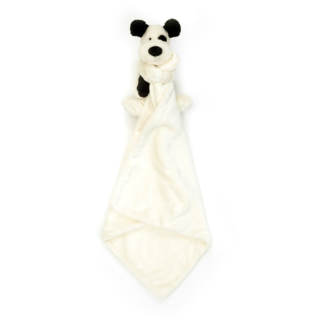 jellycat knuffeldoek bashful black and cream puppy - 34 cm  | STH4BCP | 5