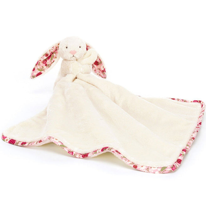 jellycat knuffeldoek blossom cream konijn - berry - 34 cm | STH4MS | 0