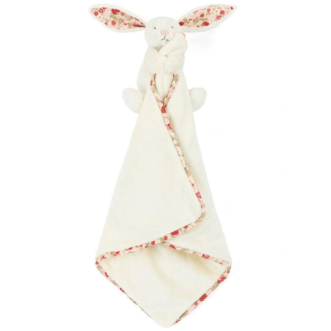 jellycat knuffeldoek blossom cream konijn - berry - 34 cm | STH4MS | 1
