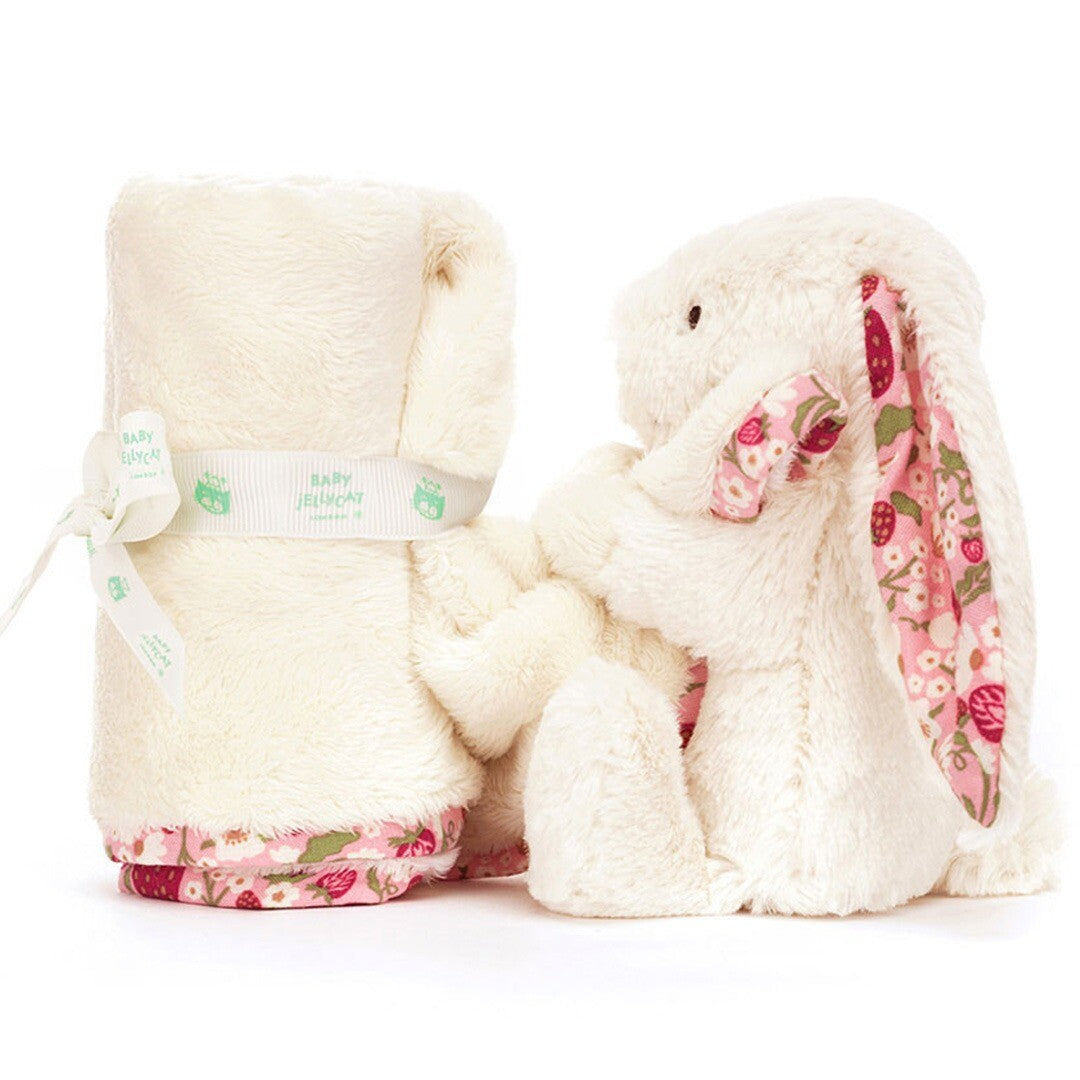 jellycat knuffeldoek blossom cream konijn - berry - 34 cm | STH4MS | 2