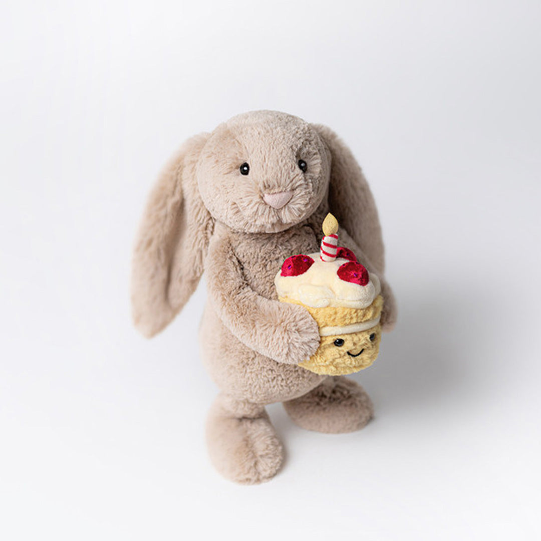 jellycat knuffelkonijn bashful bunny met verjaardagstaart - 31 cm | BAS3BEBB | 1