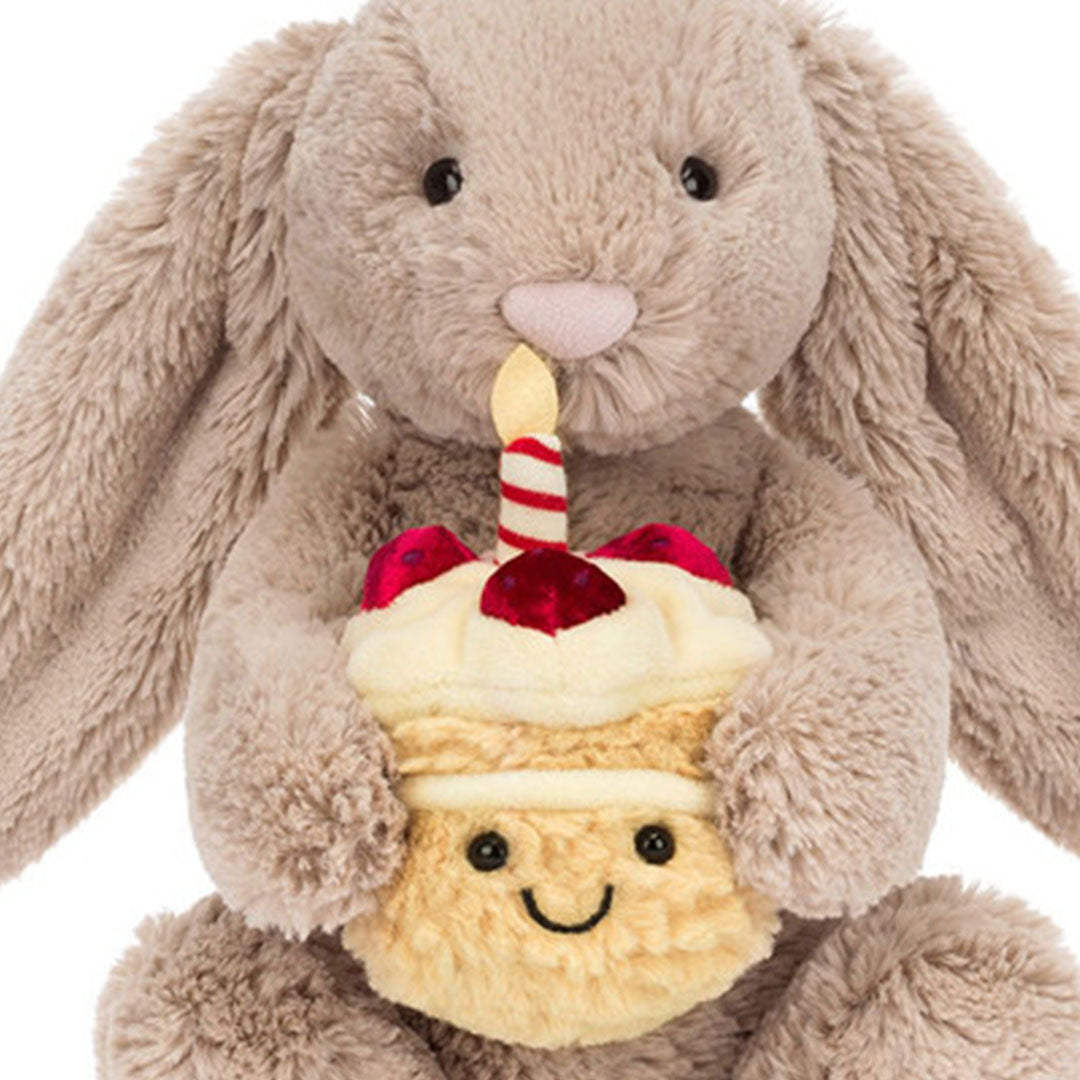 jellycat knuffelkonijn bashful bunny met verjaardagstaart - 31 cm | BAS3BEBB | 3