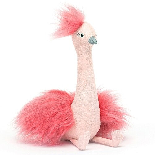jellycat knuffelstruisvogel fou fou - 20 cm | FOU3O | 0