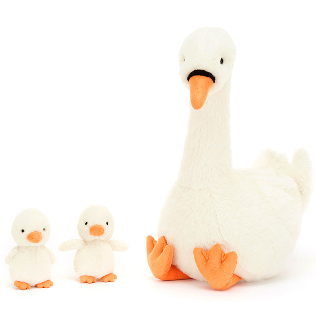 jellycat knuffelzwaan met jongen - featherful - 39 cm | FEA2S | 1