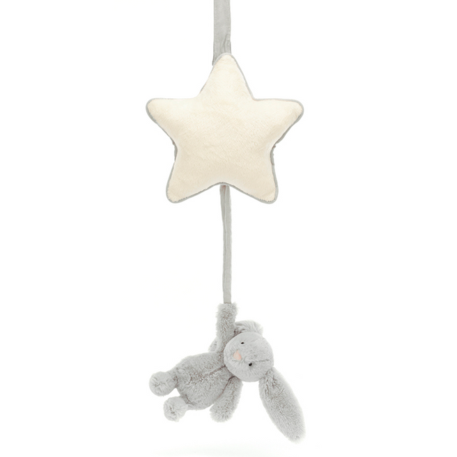 jellycat muziekdoosje bashful silver konijn - 30 cm | MP4BSL | 0