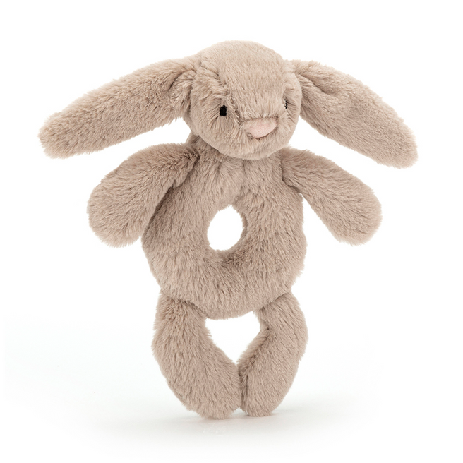jellycat rammelaar bashful beige konijn - 18 cm  | BRR4B | 0