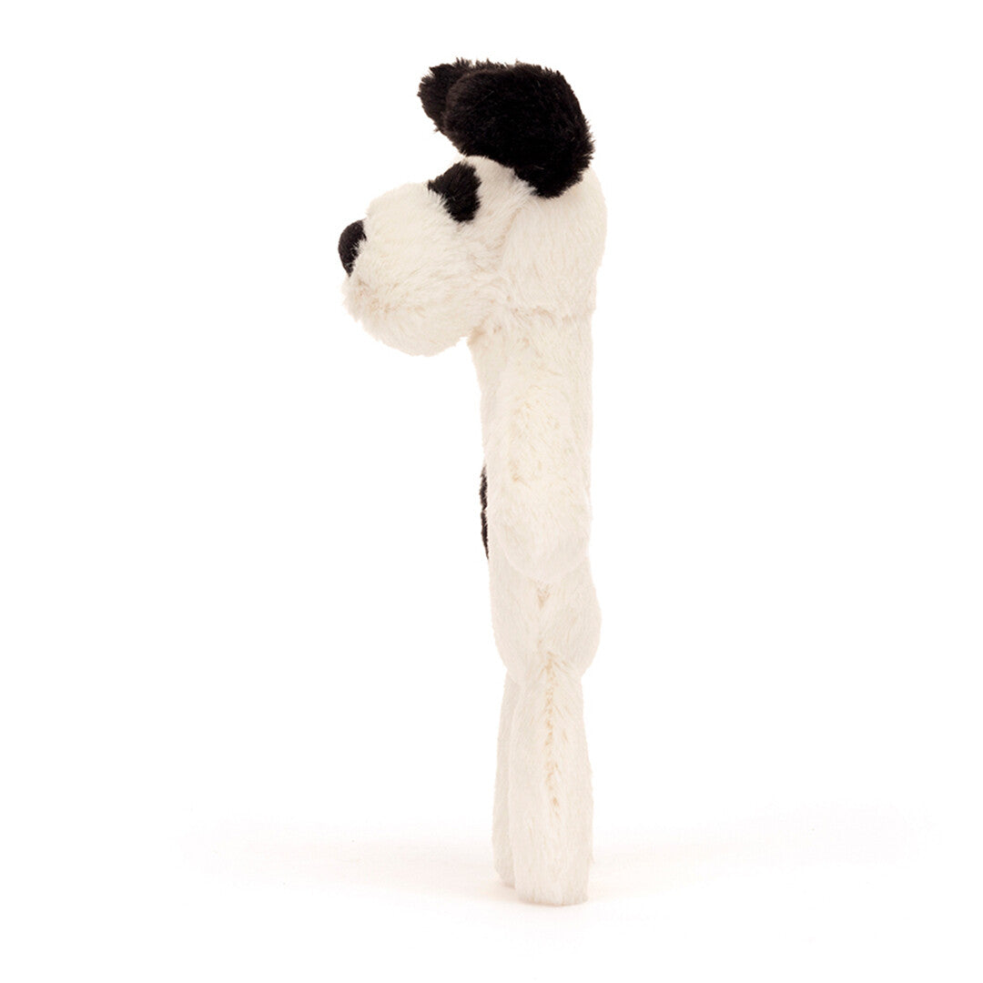 jellycat rammelaar bashful black and cream puppy - 18 cm  | BRR4BCP | 3