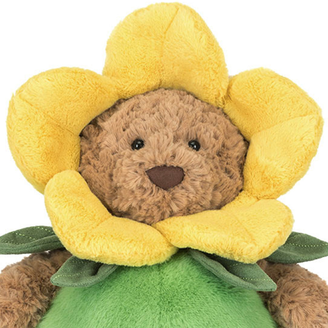 jellycat knuffelbeer bartholomew in narcispak - 26 cm | BARM2FL | close-up