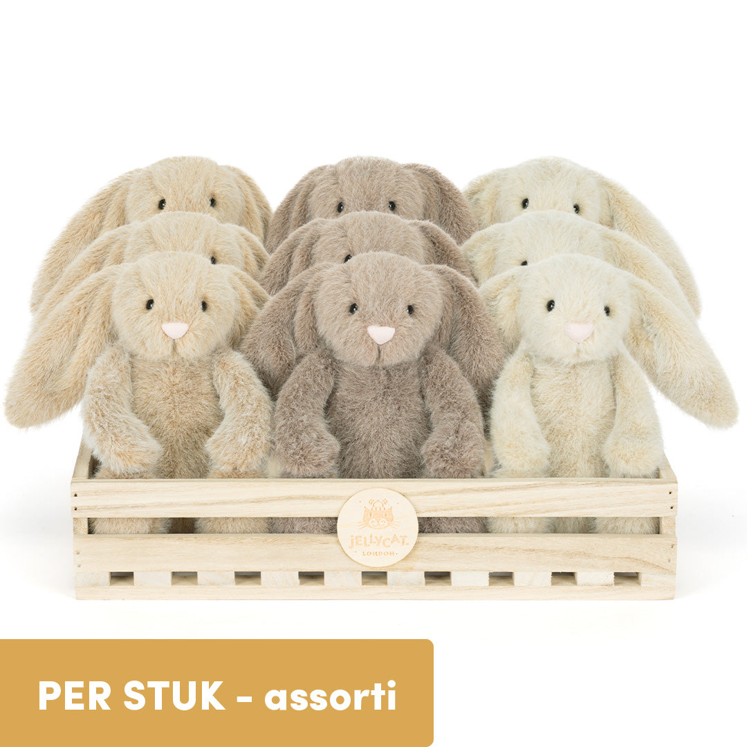 jellycat knuffelkonijn flufflet bunny - 18 cm - assorti  | BASS24TEX | 