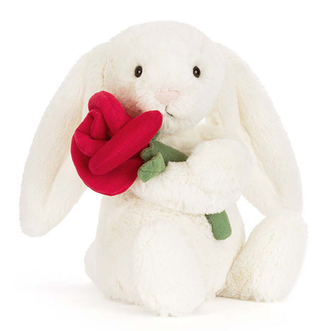 jellycat knuffelkonijn met roos - 31 cm | BB6ROSE | 1