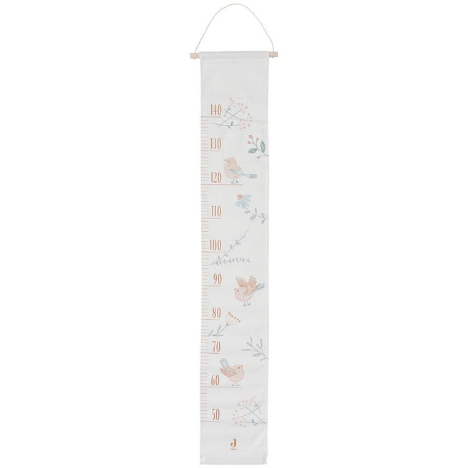 Jollein groeimeter met vogels en bloemenpatroon.
