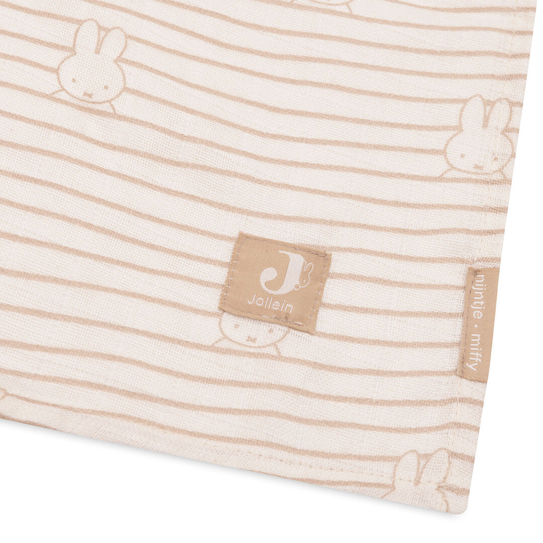 jollein hydrofiele multidoeken 70x70 cm - miffy stripe biscuit - 3st | 535-851-68007 | 1