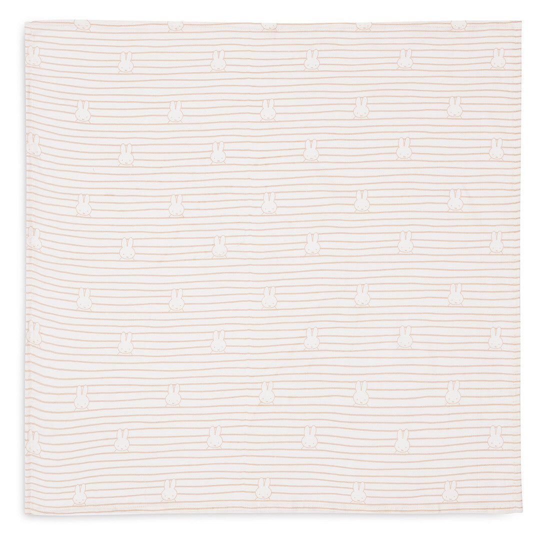 jollein hydrofiele multidoeken 70x70 cm - miffy stripe biscuit - 3st | 535-851-68007 | 5