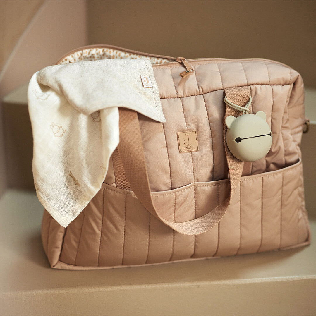 jollein luiertas puffed moos met verschoonmat - biscuit | 027-818-68024 | 1