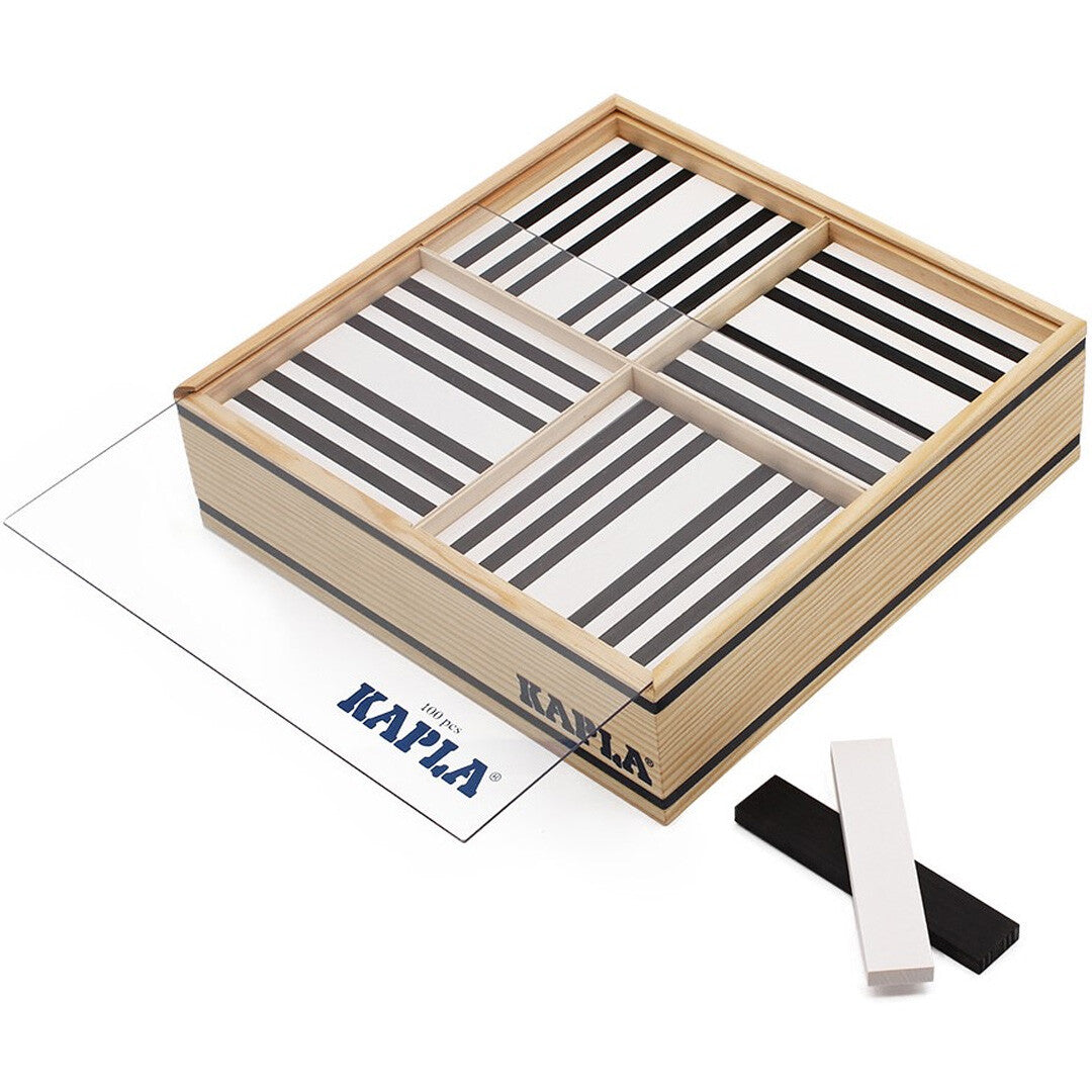 kapla 100 stapelplankjes - zwart-wit   | 8950520 | 1